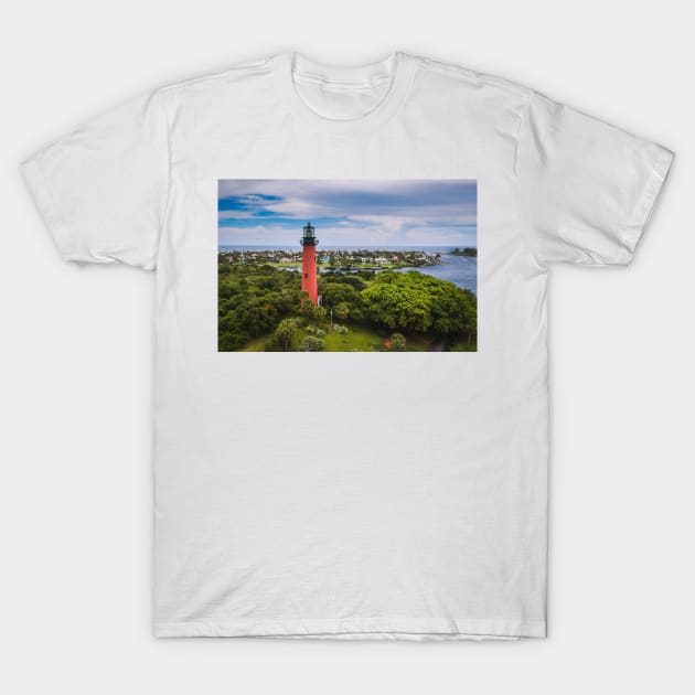 Aerial Drone Image - Jupiter Inlet Lighthouse T-Shirt by StacyWhite